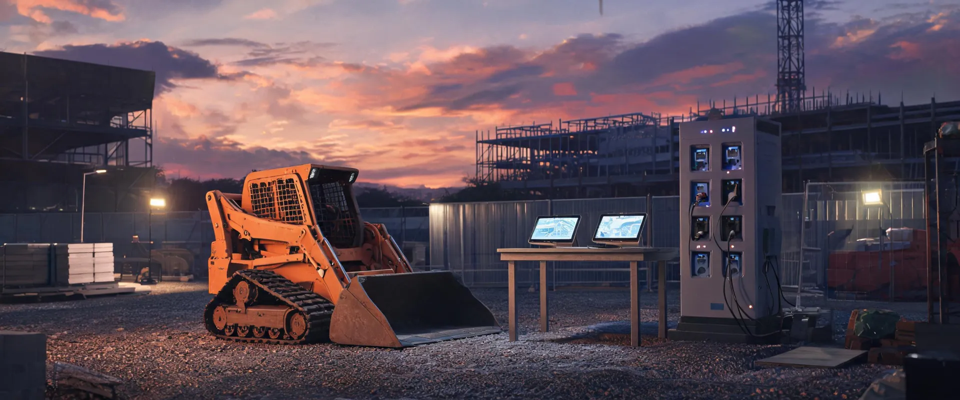 Battery-assist compact loader on digital jobsite concept
