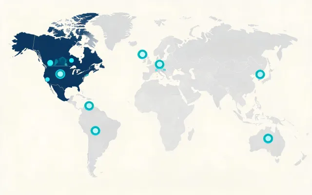 Map illustration of Bobcat plant and dealer hubs