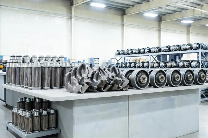 Dealer parts counter with compact loader components